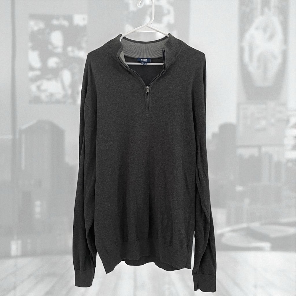 Cutter & Buck Gray Quarter-Zip Sweatshirt Size XL Tall - Picture 3 of 9
